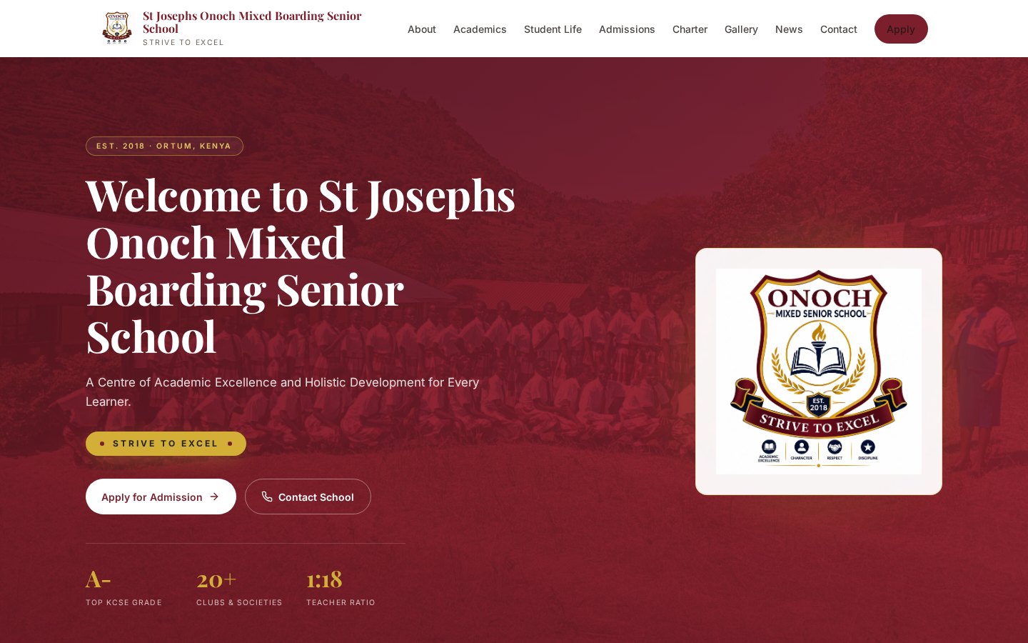 St. Joseph's Onoch Mixed Senior School website homepage